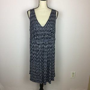 Joe Fresh Dress 1X Woman Plus Blue Sleeveless V-Neck Elastic Waist Stretch Rayon
